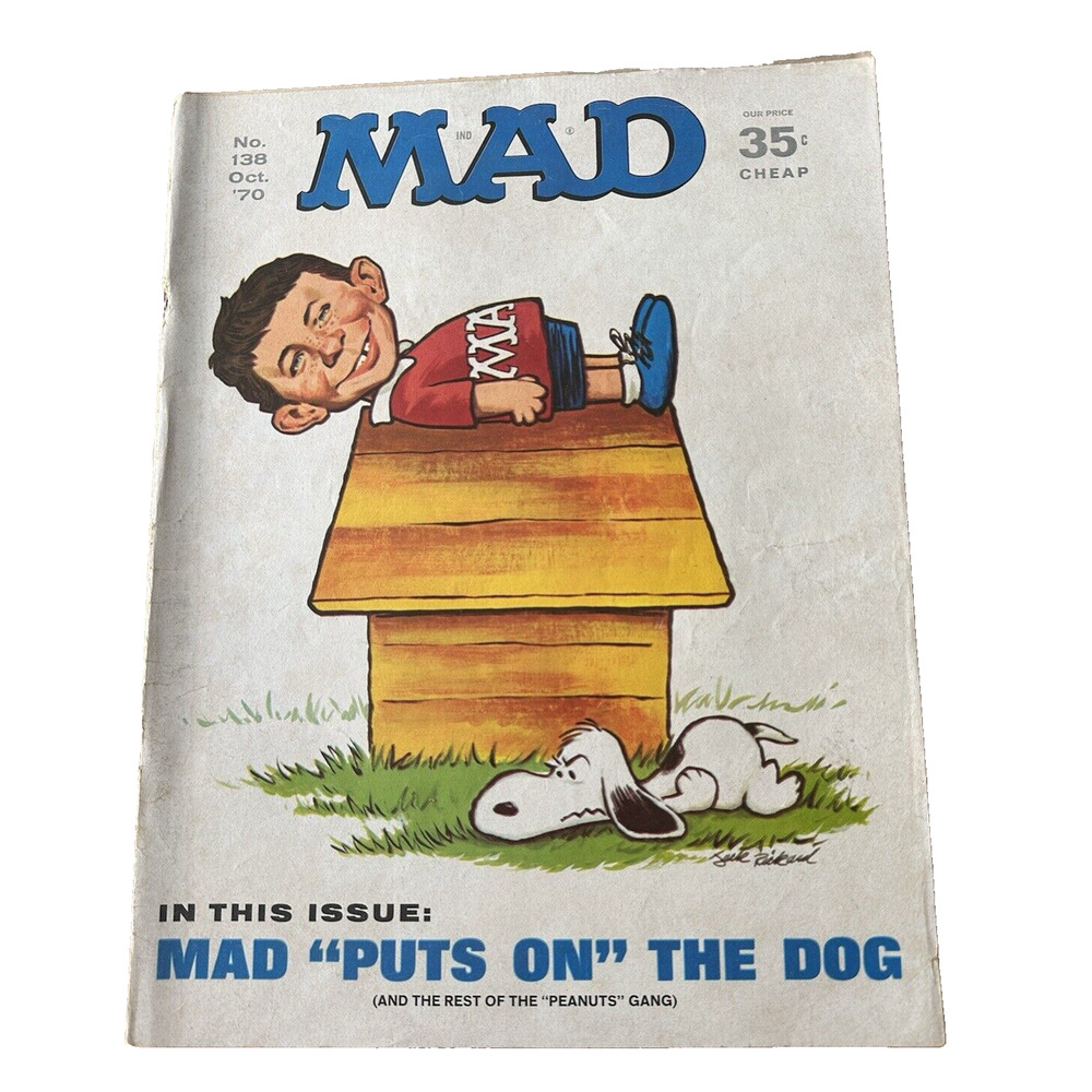 Mad Magazine No. 138 Oct 1970 USA Humor/Satire Snoopy Cover Vintage - Fair/Good